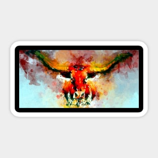 Watercolor Longhorn Sticker